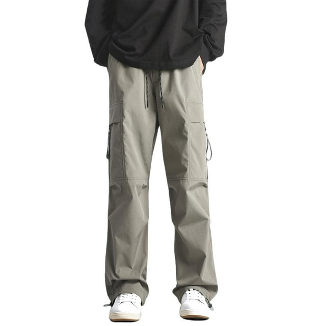 Qholemyo Pantalon Cargo pour Hommes Léger Ample Randonnée Extérieure Mode Décontracté Multi-Poches Imperméable Grande Taille Taille Élastique Jambe Droite Pantalon de Travail