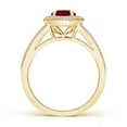 thumbnail image 2 of ANGARA Natural Round 1 ct Ruby Split Shank Ring with Diamond Halo in 14K Yellow Gold for Women (Size-6mm) | July Birthstone, Birthday, Anniversary, Jewelry Gift for Women | Natural Ruby Ring, 2 of 7