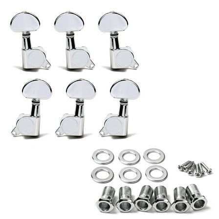 Soimiss Electric Guitar Tuner Knobs Metal 6 Pcs Tuning Pegs Machine Heads Silver Half Round