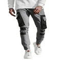 thumbnail image 1 of Men‘s Pockets Patchwork Cargo Trousers Color Block Casual Trousers Long Pants, 1 of 5