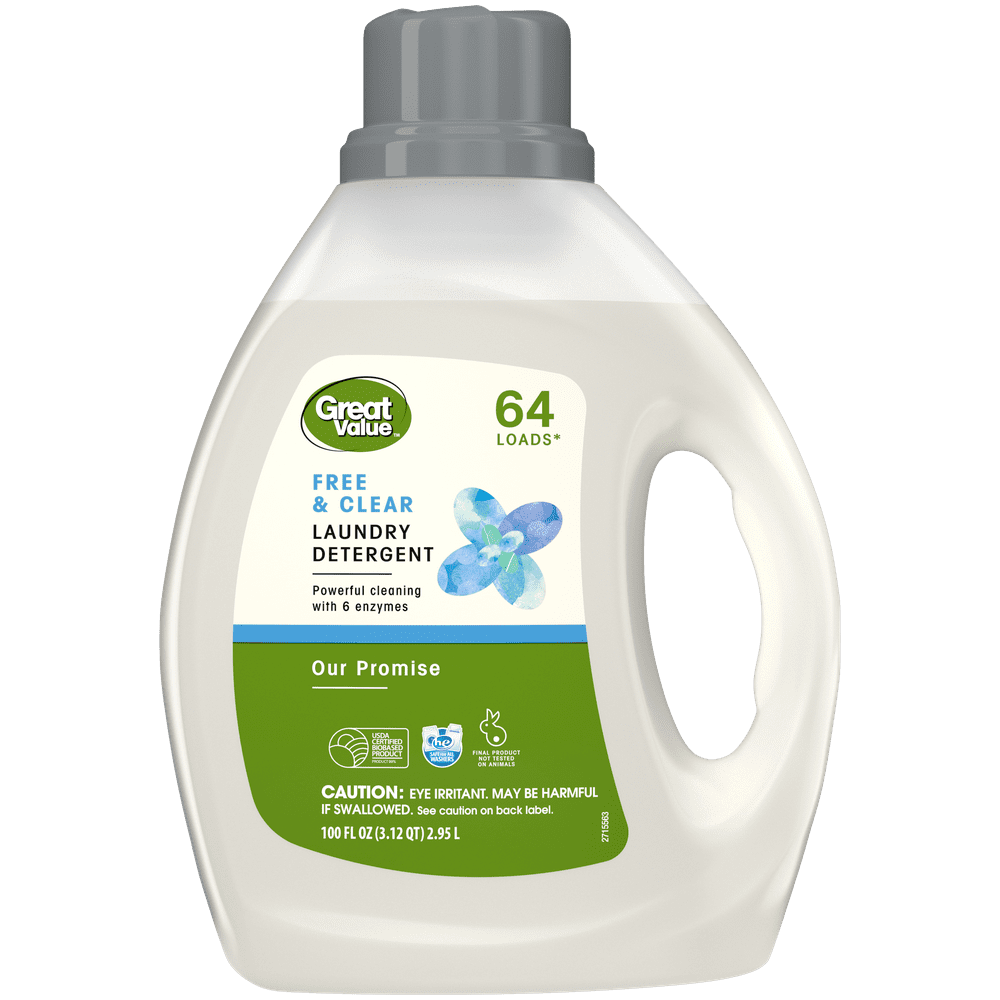 Great Value Our Promise Free and Clear, 64 Loads, HE Liquid Laundry