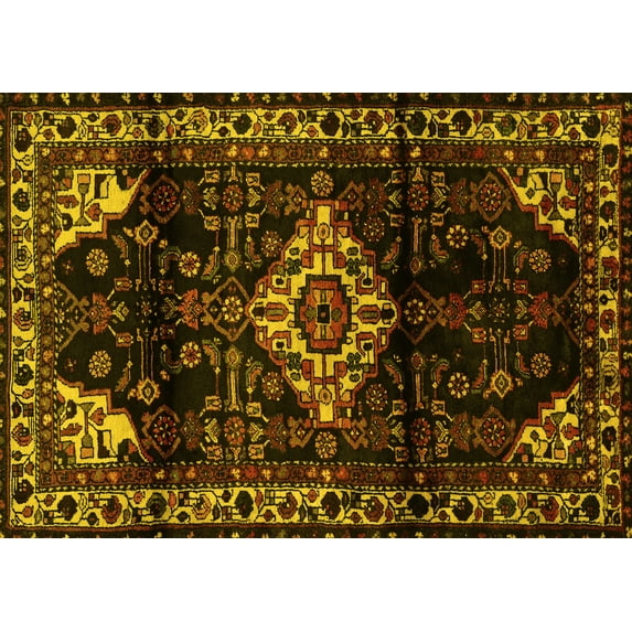 Ahgly Company Indoor Rectangle Persian Yellow Traditional Area Rugs, 2' x 5'