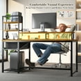 thumbnail image 6 of Romorgniz 44"W Computer Desk with Hutch, Gaming Desk with LED Lights & Power Outlets, Small Desk with Drawer and Monitor Stand, Writing Desk for Home Office, Rustic Brown, 6 of 10
