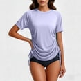 thumbnail image 6 of Cxenplz Women's Short Sleeve Rash Guard UV Protection Swim Shirts UPF 50+ Lightweight Adjustable Tie Workout Tops, 6 of 9