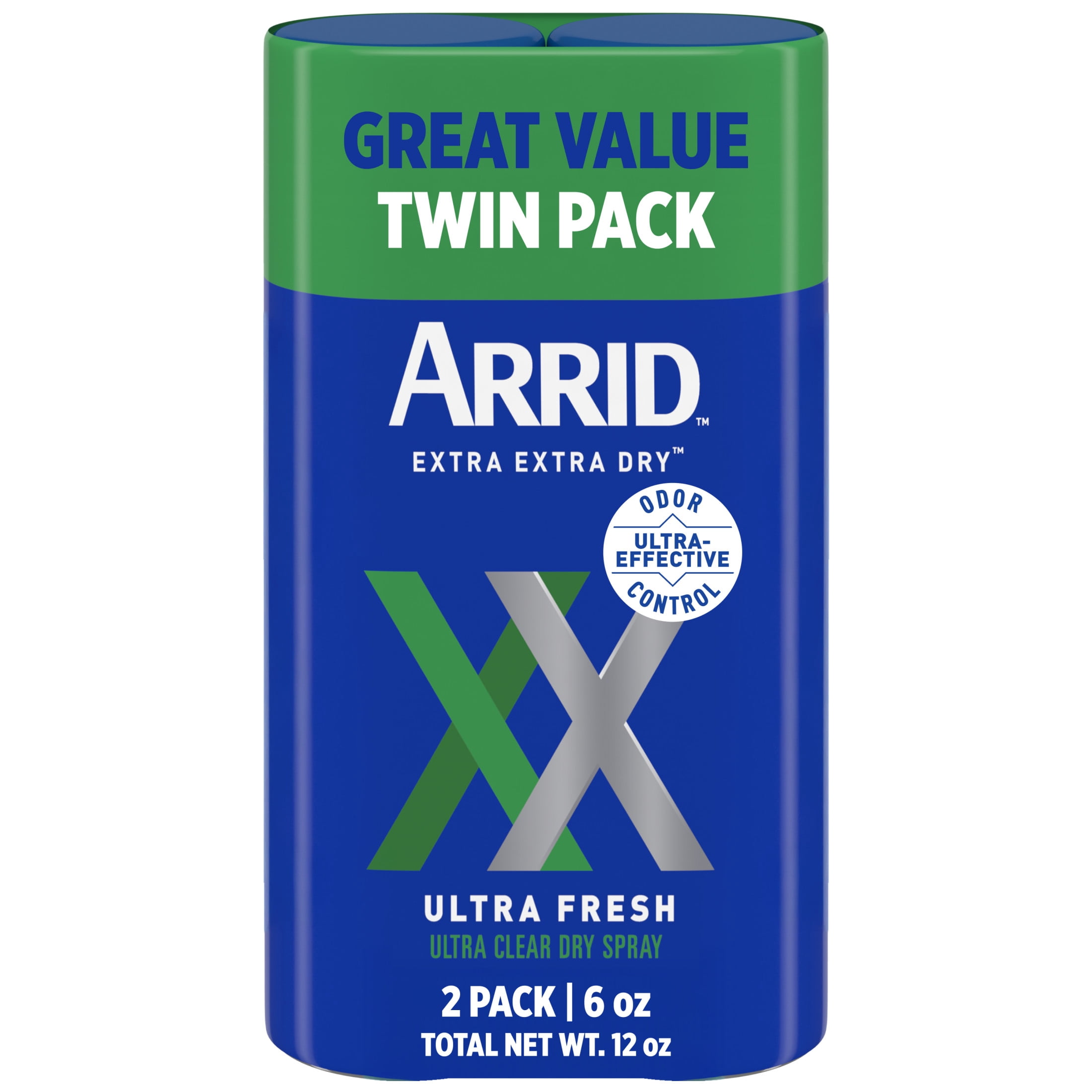 (2 pack) Arrid XX Extra Extra Dry Ultra Clear Aerosol Antiperspirant Deodorant Twin Pack, Ultra Fresh, 6 oz