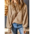 thumbnail image 4 of SHEWIN Womens Sweaters Crewneck Batwing Long Sleeve Side Slit Fall Oversized Ribbed Knit Pullover Jumper Tops Apricot, 4 of 9