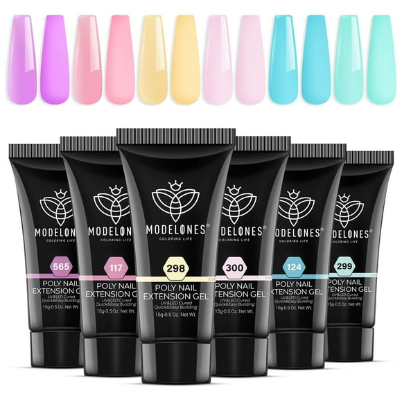 Set de gel para extensiones de uñas Modelones Poly Gel Spring, 6 colores