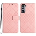 thumbnail image 2 of For Samsung S22 Plus Wallet Case with [RFID Blocking] [Wrist Strap] [Support Kickstand] Leather Lattice Embossed Flip Magnetic Clasp Cover Credit Card Holder Case For Samsung Galaxy S22 Plus, Pink, 2 of 9