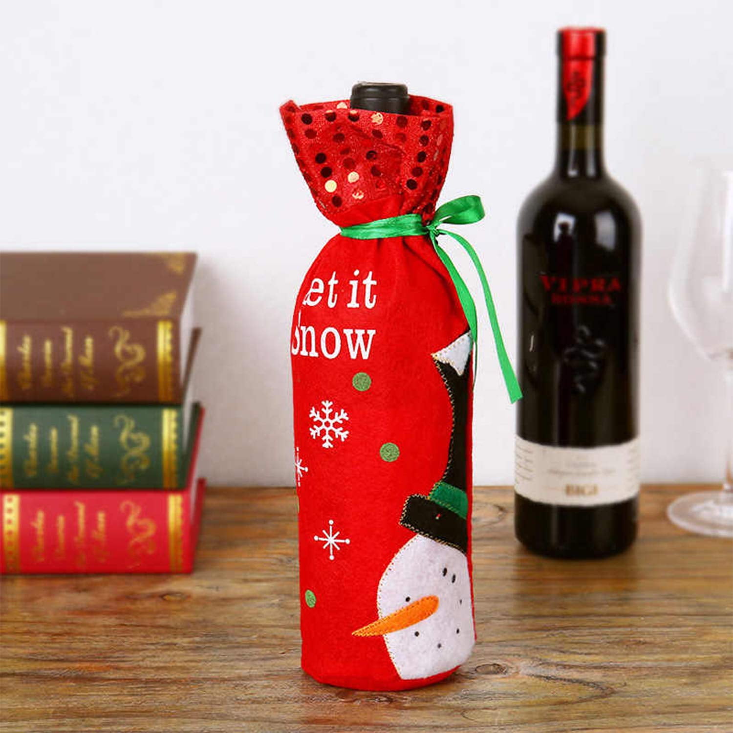 Cute Wine Bottle Cover Christmas Wine Bottle Dress Cover Bags Perfect Gift for Xmas Party Home Table Decoration Style 3