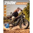 thumbnail image 4 of 750W 20Mph E-Bike for Adult, 48V 25Ah,20" Fat Tires Electric Bike, Disc Brakes,Anti-Theft Alert,cTUVus Certified,Class 2, 4 of 9