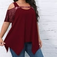 thumbnail image 3 of aidice Plus Size Tops for Women Trendy Round Neck Cold Shoulder Loose Comfy Irregularly Sequin Summer T Shirts, 3 of 8