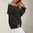 thumbnail image 5 of Holzkary Off The Shoulder Sweater Long Sleeve 2025 New Loose Knitted Sweater for Women One Neck Sweater Oversized Ribbed Knit Fall Pullover Tops Winter Going Out Outfits Black Xl, 5 of 8