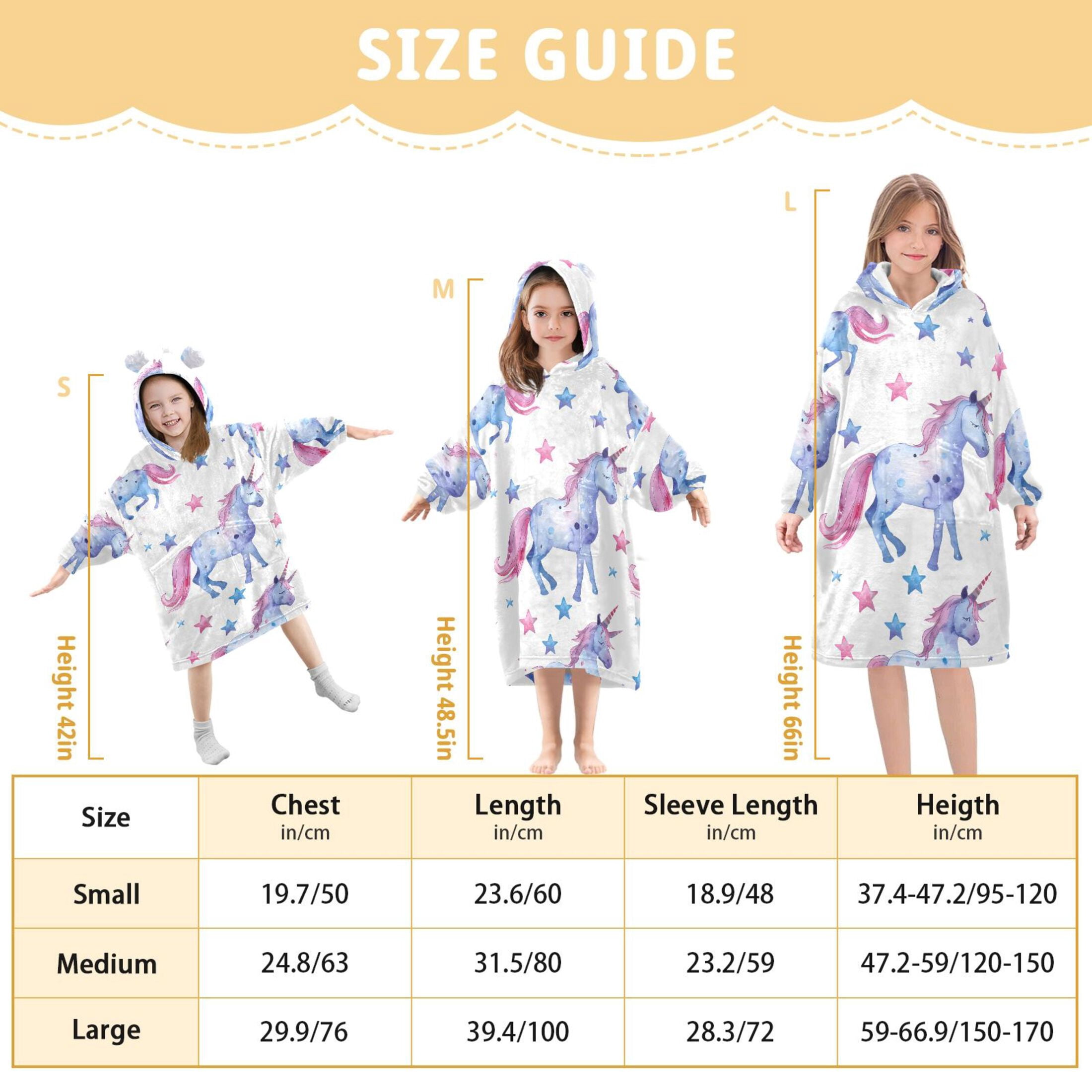 joogoo Wearable Blanket Hoodie for Kids Cute Unicorn and Stars Flannel Oversized Sweatshirt 3-14 Years M