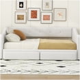 thumbnail image 3 of Convertible King Size Upholstered Daybed with Dual Storage Drawers, Beige, 3 of 10