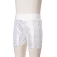 thumbnail image 4 of Miutii Big Girls' Elastic Waist Sparkle Ballet Dance Booty Shorts Glitter Gymnastics Bottoms Athletic Yoga Shorts Silver 9-10, 4 of 7