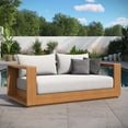 thumbnail image 3 of Tahoe Acacia Wood Outdoor Patio Acacia Wood Loveseat in Natural Light Gray, 3 of 10