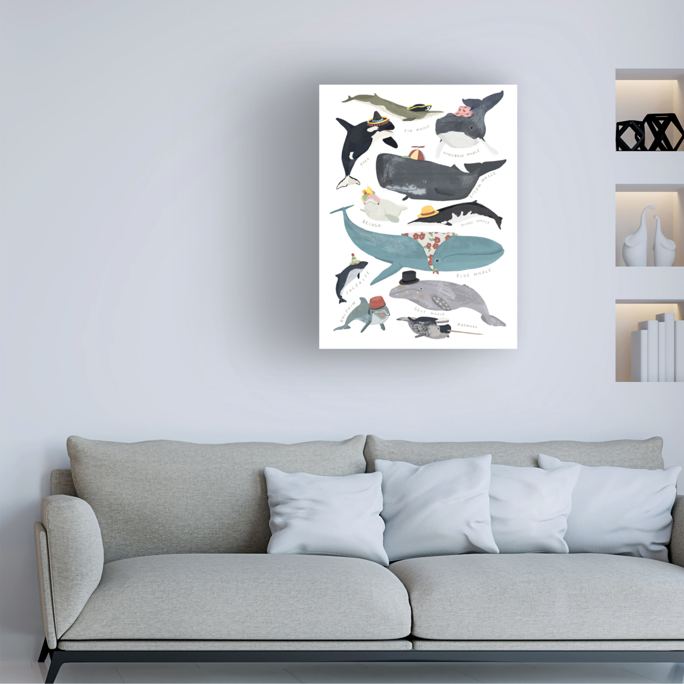 Trademark Fine Art Hanna Melin Whales In Hats Canvas Wall Art