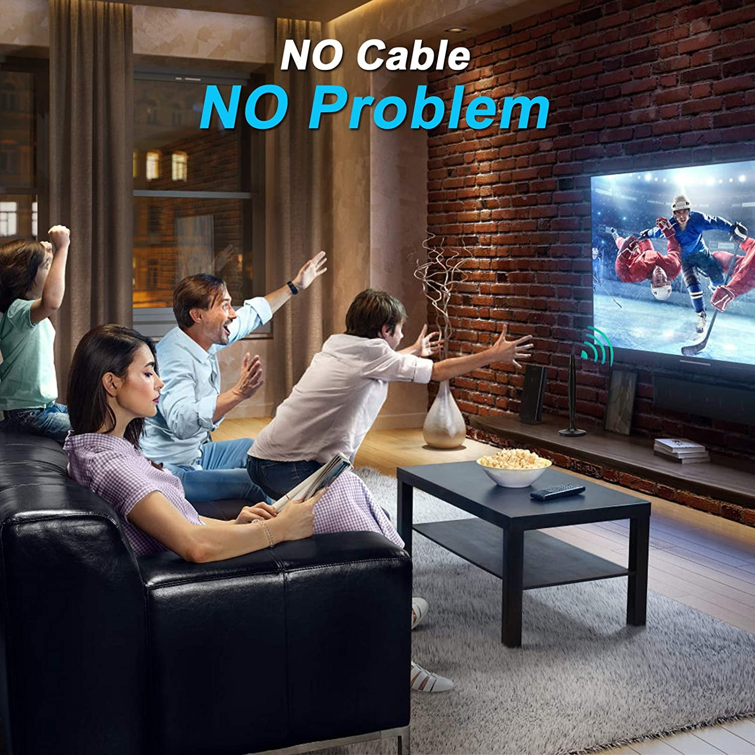 Camkey Indoor TV Antenna -  with Amplifier Signal Booster, Supports 4K and1080P Resolution, 120 Miles Range, VHF and UHF Frequency