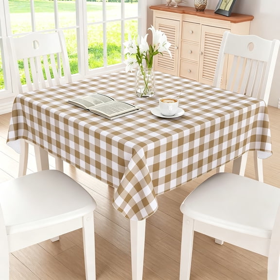 Gingham Check Tablecloth, Waterproof Spill‑Proof Rectangular Table Cover for Dining Room and Outdoor Use, Heavy‑Duty Washable Table Cloth for Dining Table, Kitchen, Party, 48*60inch
