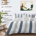 thumbnail image 3 of 3 Piece Blue Gray Striped Duvet Cover Set Queen Size, Microfiber Comforter/Quilt Cover with Corner Ties and 2 Pillowcases, Farmhouse Stripe Art All Season Soft Bedding with Zipper Closure, 3 of 8