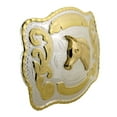 thumbnail image 2 of Horse Head Belt Buckle Gold Silver Metal Usa Rodeo Cowboy Western Big Two-Tone, 2 of 4