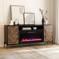 thumbnail image 2 of BELLEZE 68" Wood TV Stand with 36" Electric Fireplace, Entertainment Center with Storage Cabinet, Console Table for TVs up to 75 Inches, for Living Room, Bedroom - Harper (Black Ebony), 2 of 7