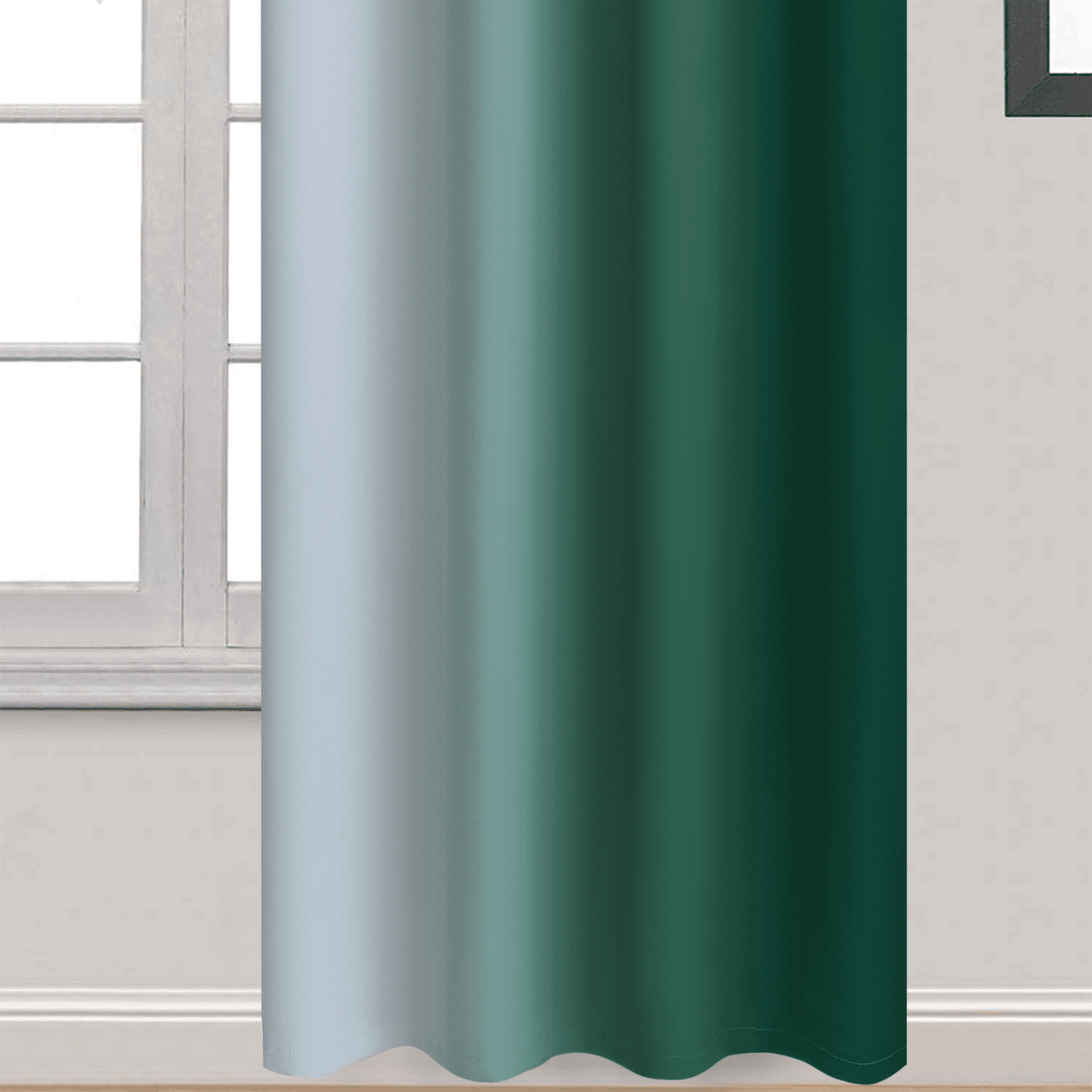 Yakamok Grommet Light Blocking Dark Green Ombre Curtains,Room Darkening Window Drapes for Bedroom/Living Room, 52x84 inches, 2 Panels