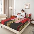 thumbnail image 4 of Homewish Modern Geometric Full Size Sheets,Gold Cheetah Print Bed Sheets,Red Zebra Stripes Sheet Sets For Adults,Microfiber Bedroom Decor,4-Piece, 4 of 7