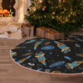 thumbnail image 6 of Daiia Space Rocket Drawing Merry Christmas Tree Skirt , Xmas Large Lace-up Tree Skirt, Santa Snowflakes Rustic Home Decorations New Year Party Farmhouse Decor-48", 6 of 7