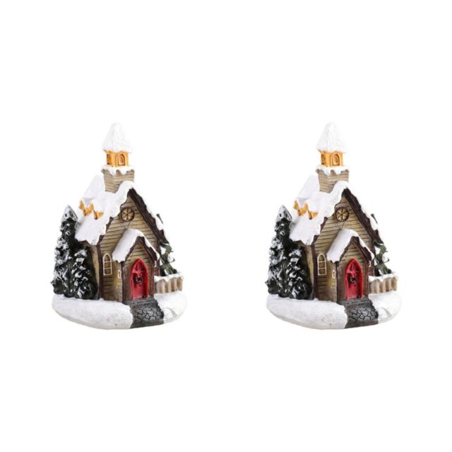 Moyic Escena navideña de resina festiva Casa de nieve Conjunto de pueblo LED Type2 NO2