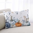 thumbnail image 2 of Blue Pumpkins Fall Throw Pillow Cover 20 x 36 Inch Decorative Pillow Cover Coastal Thanksgiving Eucalyptus Leaves Lumbar Pillowcase Seasonal Rectangle Cushion Case for Couch Sofa Bed Living Room, 2 of 7