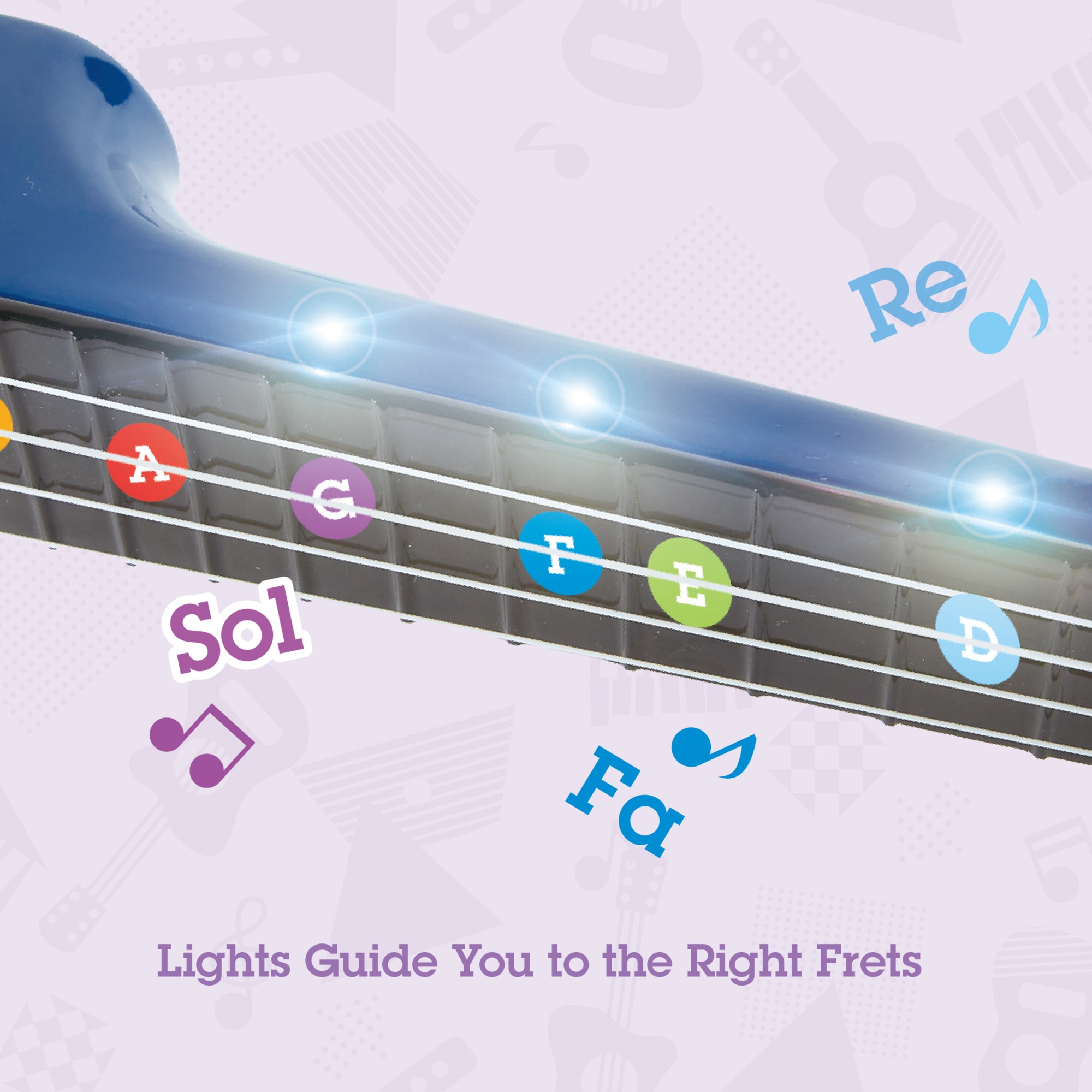 Hape Learn With Lights Kid's Electronic Ukulele in Blue - image 2 of 8