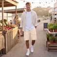 thumbnail image 6 of Men's Cargo Shorts Knee Length Elastic Waist Athletic Shorts with Pockets Relaxed Fit for Outdoor Hiking Work Summer, 6 of 8
