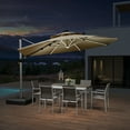 thumbnail image 4 of PURPLE LEAF 12FT Deluxe Round Solar Powered LED Patio Umbrella, Large Offset Cantilever Umbrella with 360° Rotation, Beige, 4 of 15