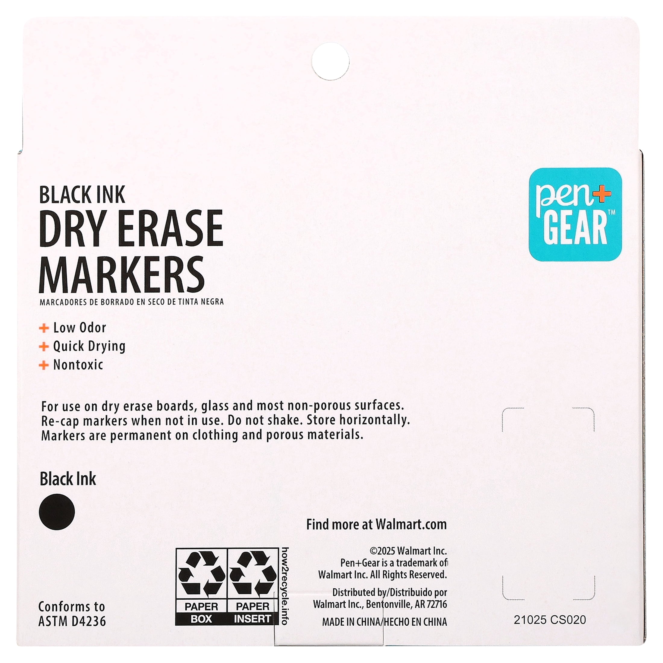 Pen+Gear Dry Erase Markers, Chisel Tip, Black, 4 Count