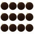 thumbnail image 2 of 12-Pack Flocked Velvet Christmas Tree Ball Ornaments Set,Shatterproof Plastic Decorations for Xmas Tree,Wreath,Garland Holiday Decor,80mm/3.14 Inches(Brown), 2 of 8