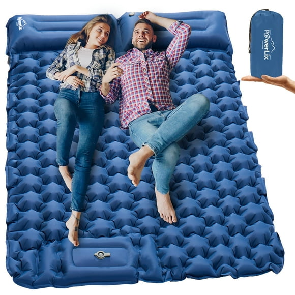 Colchoneta inflable PowerLix doble para acampar, 9 cm