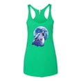 thumbnail image 2 of Wild Bobby, Wolf Howling at the Moon | Womens Animal Lover Premium Tri-Blend Racerback Tank Top, Envy, Small, 2 of 3