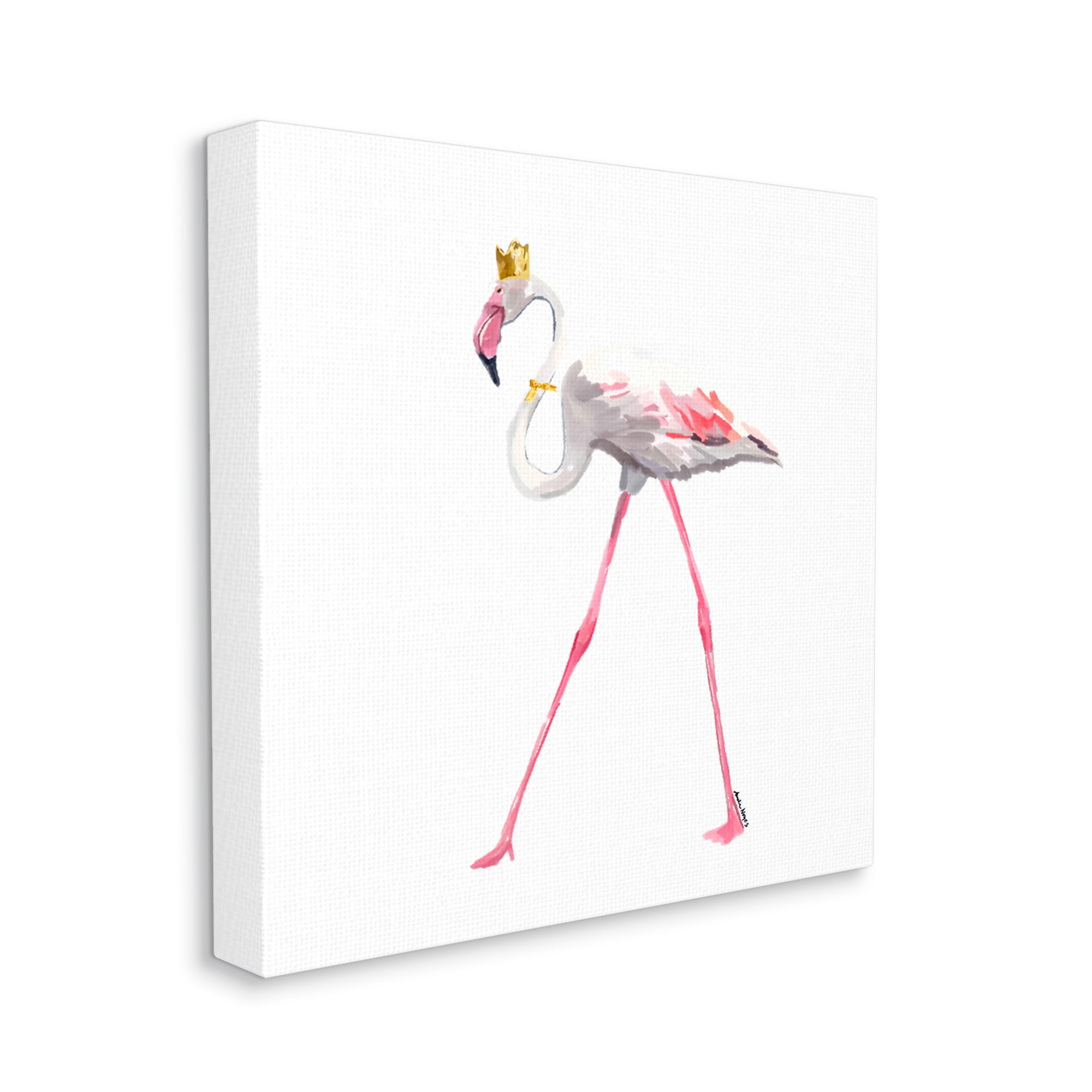 Stupell Industries Royal Flamingo with Crown Animals & Insects Painting Gallery Wrapped Canvas Art Print Wall Art, 24 x 24