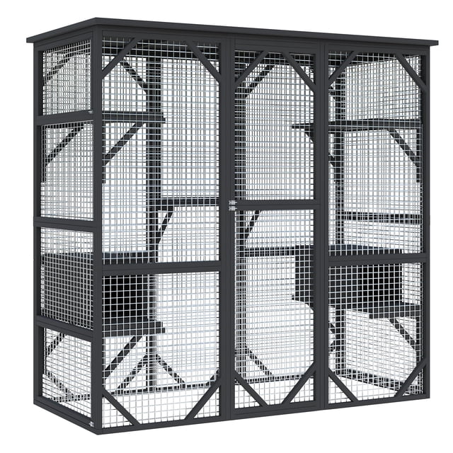 Cat Enclosure Walmart - Extra Large Outdoor Catio with Window Access - Black Walk-In Play Area for Multiple Cats - Spacious & Safe