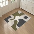 thumbnail image 3 of ODIKA 3'x5' Washable Accent Rug Olive Cream Abstract Geometric Design Elegant Flowing Contours with Minimalist for Bedside, Nursery Room, Pet Friendly & Non-Shedding, 3 of 7