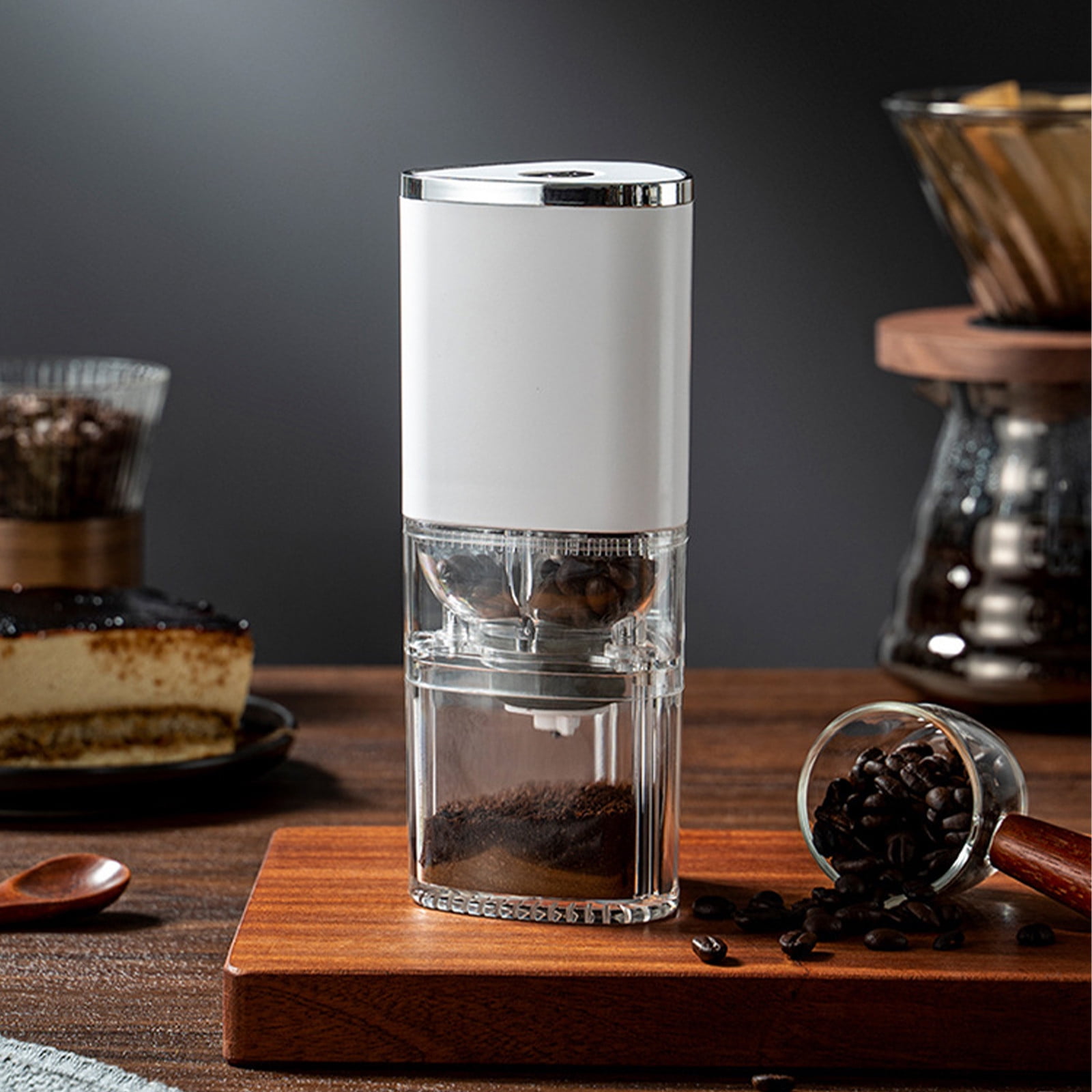 Manual Coffee Bean Grinder Usb Charging Mini Portable with Adjustable Thickness, 5 Gears for Home Office Travel, Stainless Steel Coffee Grinder