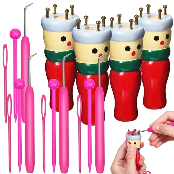 Miangastore 4 Pcs Knitting Dolls Wooden Knit Tools Doll Making Kit For Craft Starter Girl Daughter