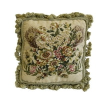 Feathers & Flowers Petit Point Accent Pillow, 16" x 16"