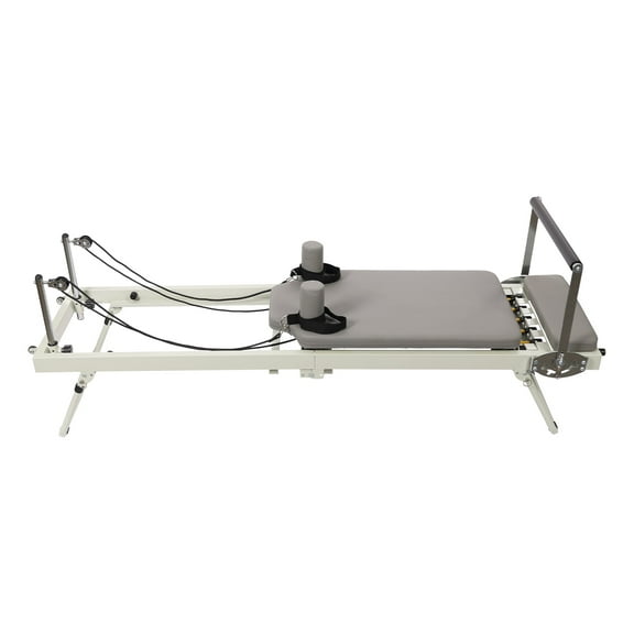 Foldable Pilates Reformer Machine - Adjustable 2-Spring Tension, 120kg Capacity for Home/Gym Use (Grey, 77.56")