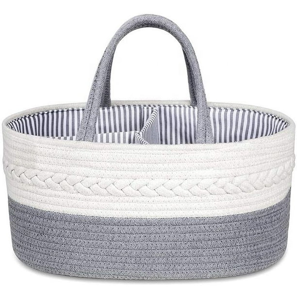 Pañal para bebé - Contenedor de almacenamiento de cuerda extra grande para guardería - Cesta para bebé con bolsillos, compartimentos y divisores extraíbles