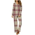 thumbnail image 2 of FAIWAD Womens Plaid Pajama Sets Long Sleeve Lapel Shirt and Pajamas Pants 2 Piece Button Nightwear Set, 2 of 6