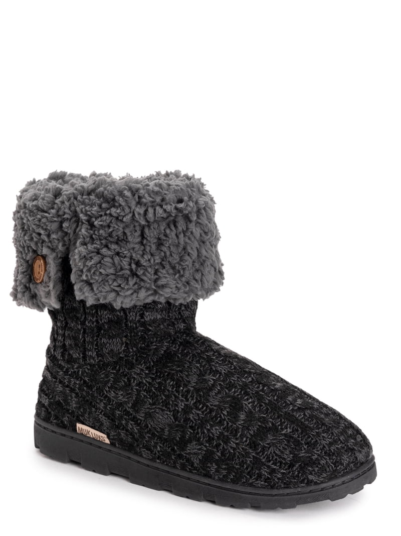 morluk Muk Luks Women's Tall Knit Foldover Slipper Boot - Walmart.com