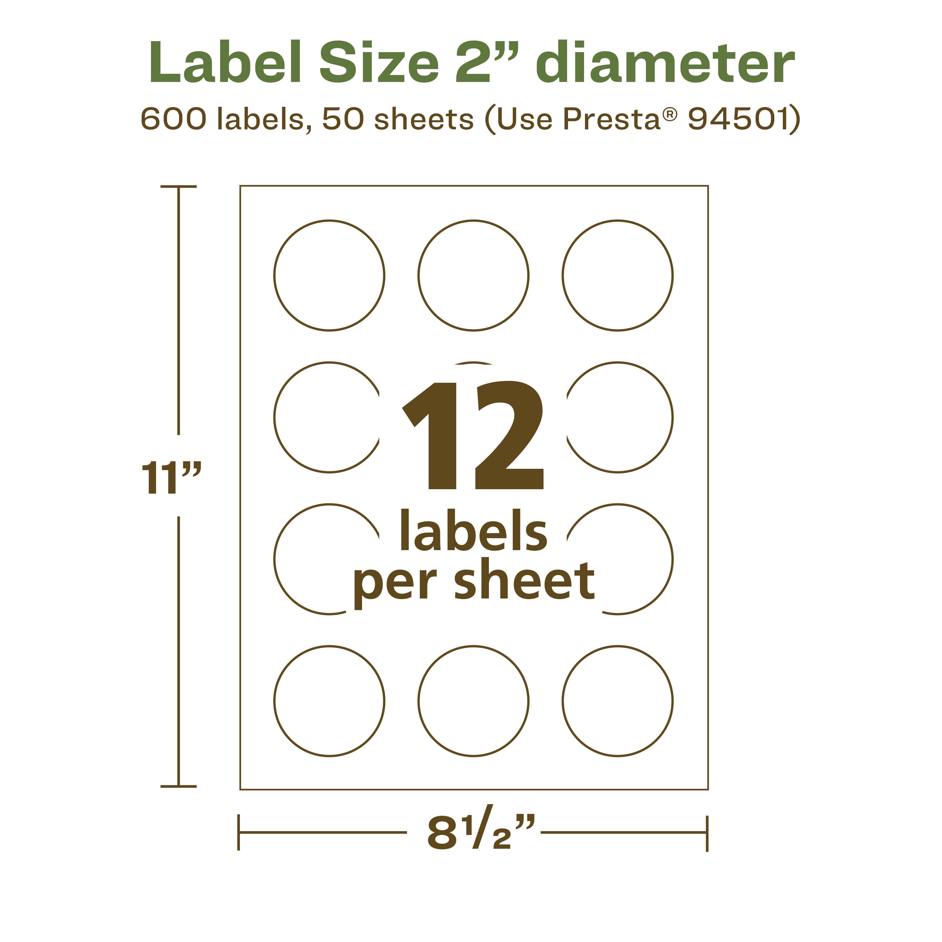 Avery EcoFriendly Round Labels, 2" Diameter, 600ct