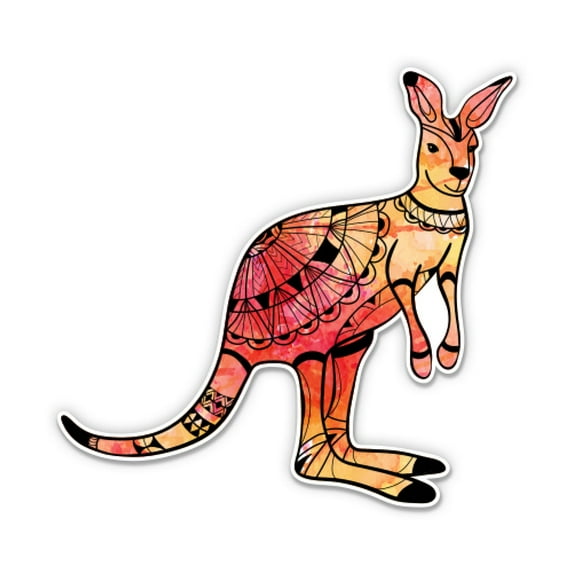 Kangaroo Pretty Colorful - 12" Vinyl Sticker Waterproof Decal